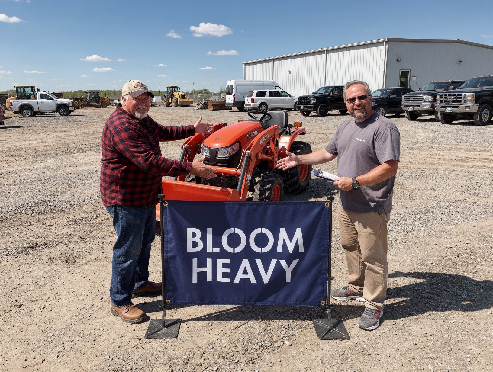 The Bloomfield Equipment team in front of a Kubota tractor
